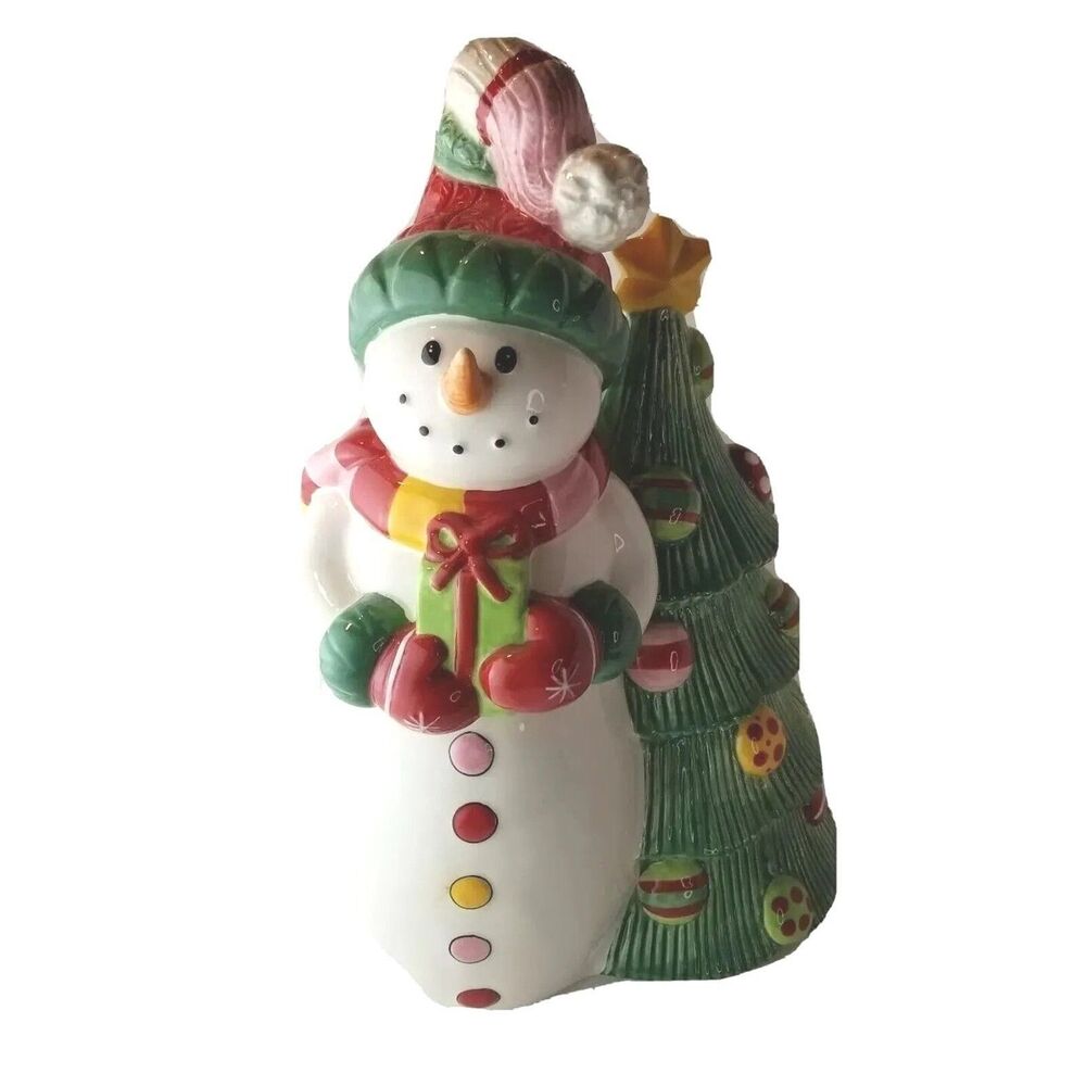 Cookie Jar Fitz & Floyd Snowflake Jake  12" Tall Collectible Christmas In Box